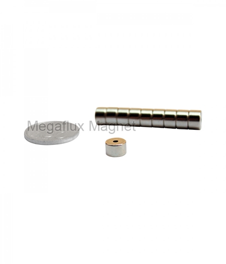 Ring OD 8 mm, ID 2 mm, H 5 mm, Neodymium Magnet